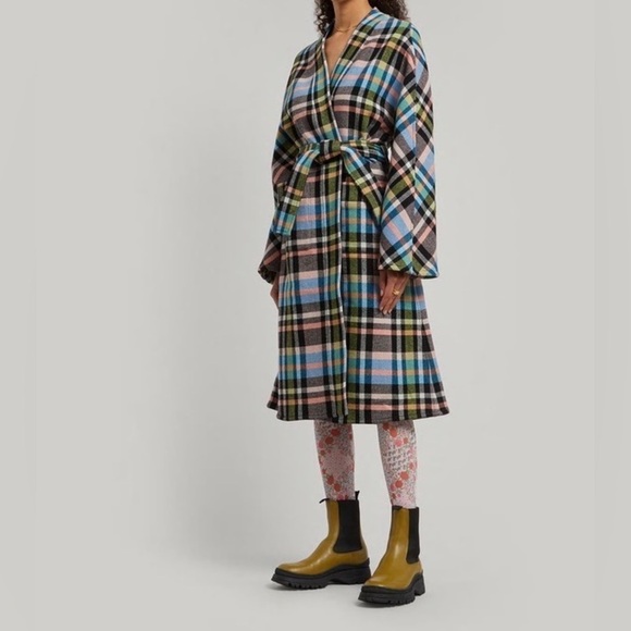 Stine Goya Fernanda Check MIDI Wool Coat Jacket - Picture 11 of 11